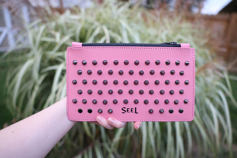 SPIKE POUCH - Pink & Black