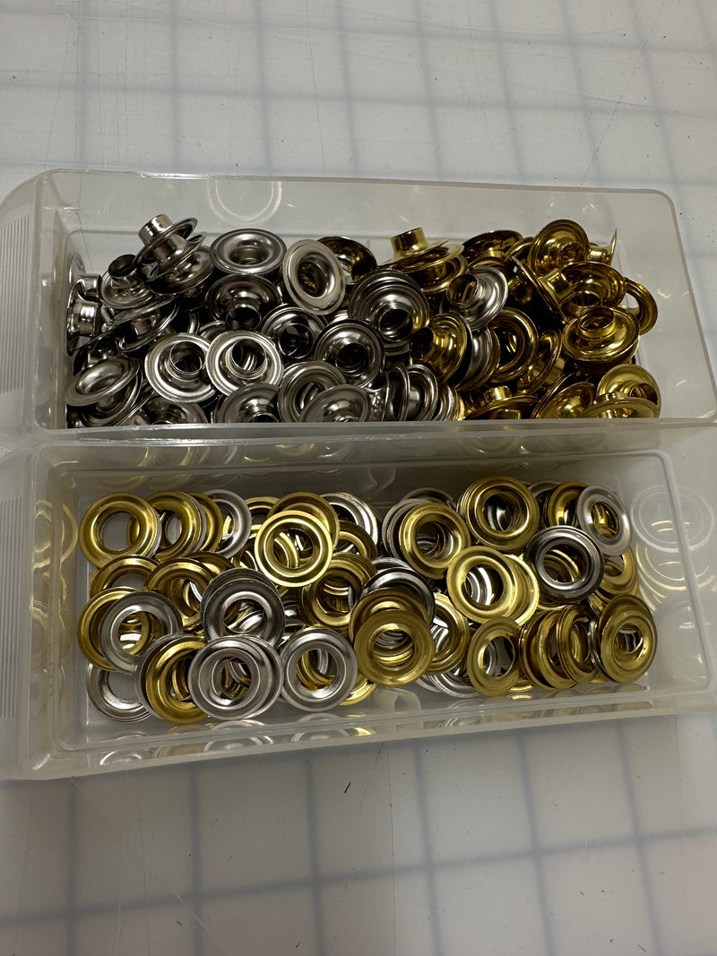 Hardware - (80/80) 5/16" #1 size Weaver Grommets - Nickel & Brass