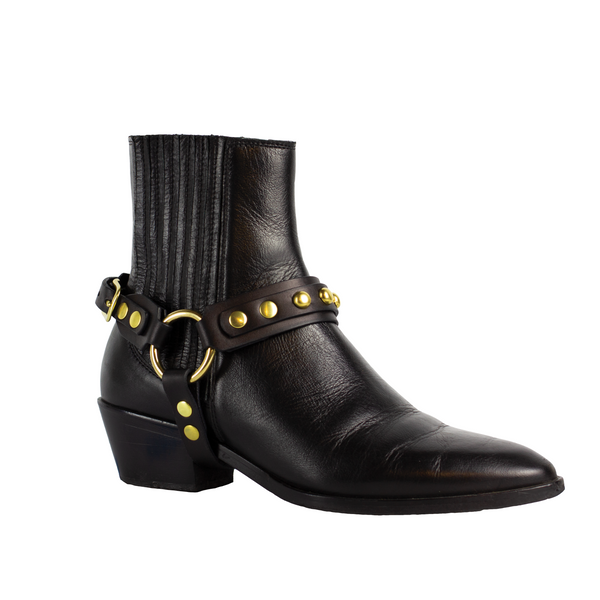ADONIS BOOT HARNESS - Black & Brass