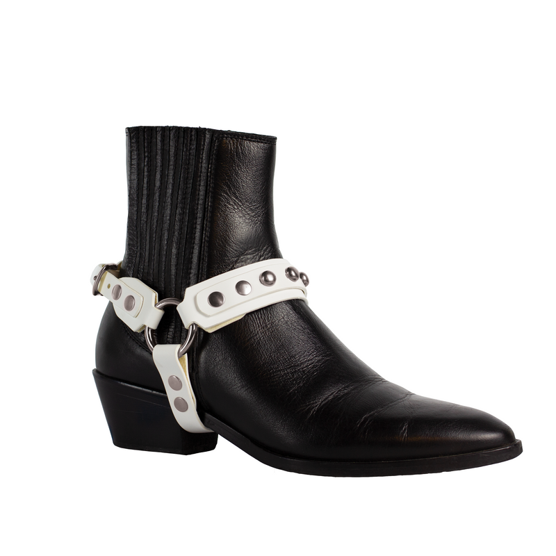 ADONIS BOOT HARNESS - White & Nickel