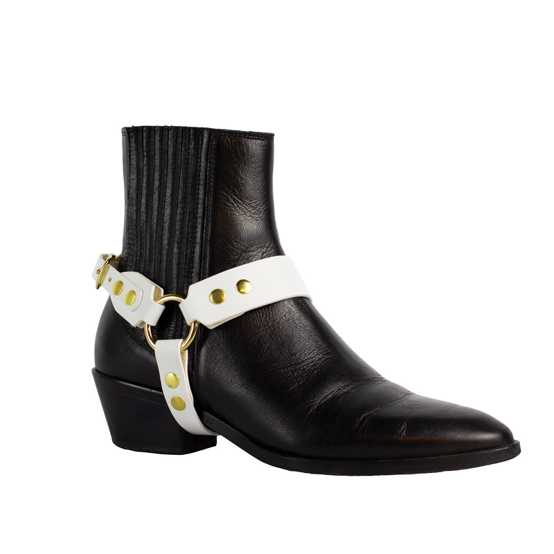 ARES BOOT HARNESS - White & Brass