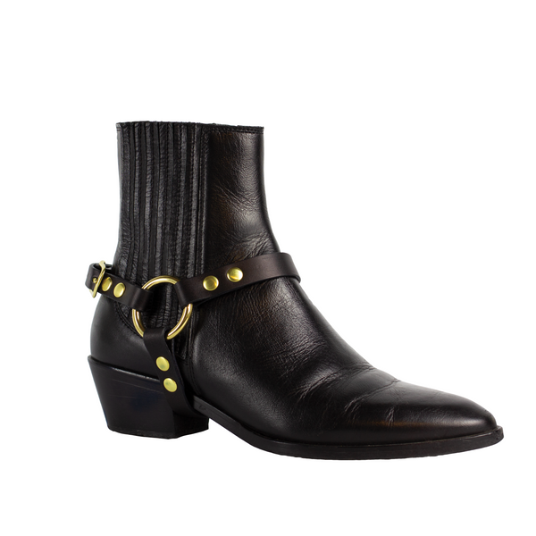 ARES (THIN) BOOT HARNESS - Black & Brass