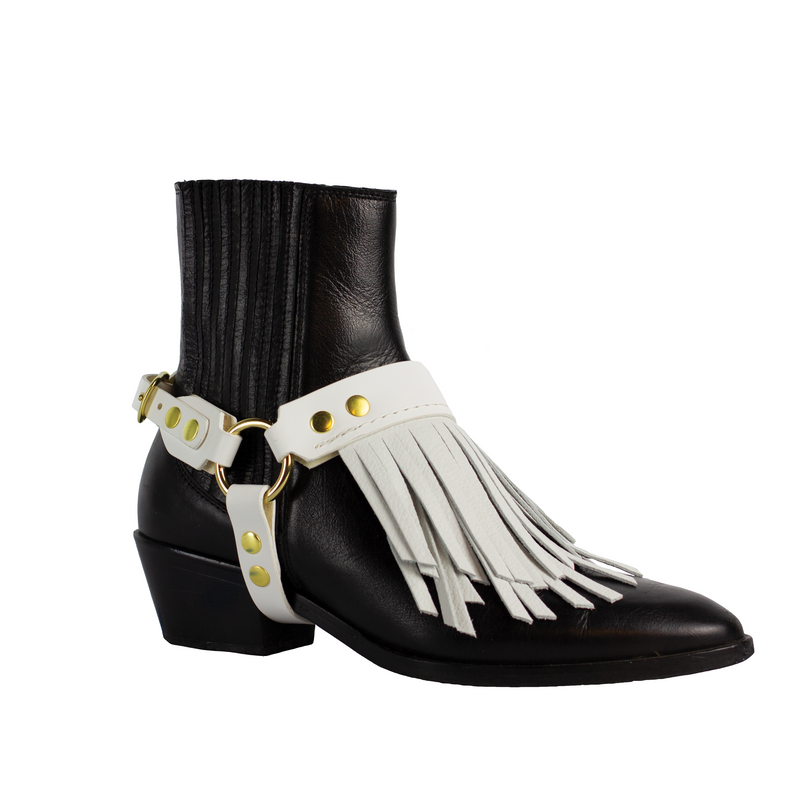 MEDUSA BOOT HARNESS - White & Brass
