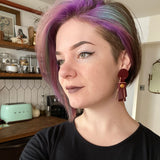 Leather Fringe Earrings - Oxblood & Brass